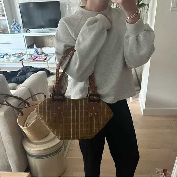 funky vintage woven plaid shoulder bag - Picture 7 of 8